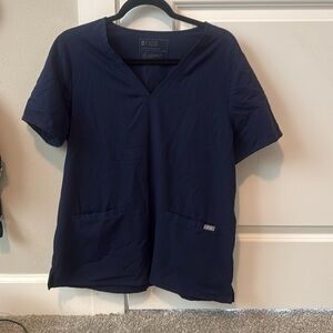Figs short sleeve blue top